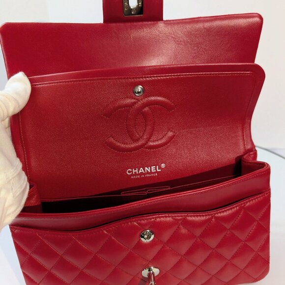 Chanel Rare Red 17b Classic Medium Quilted Lambskin Double Flap Bag - Picture 11 of 16